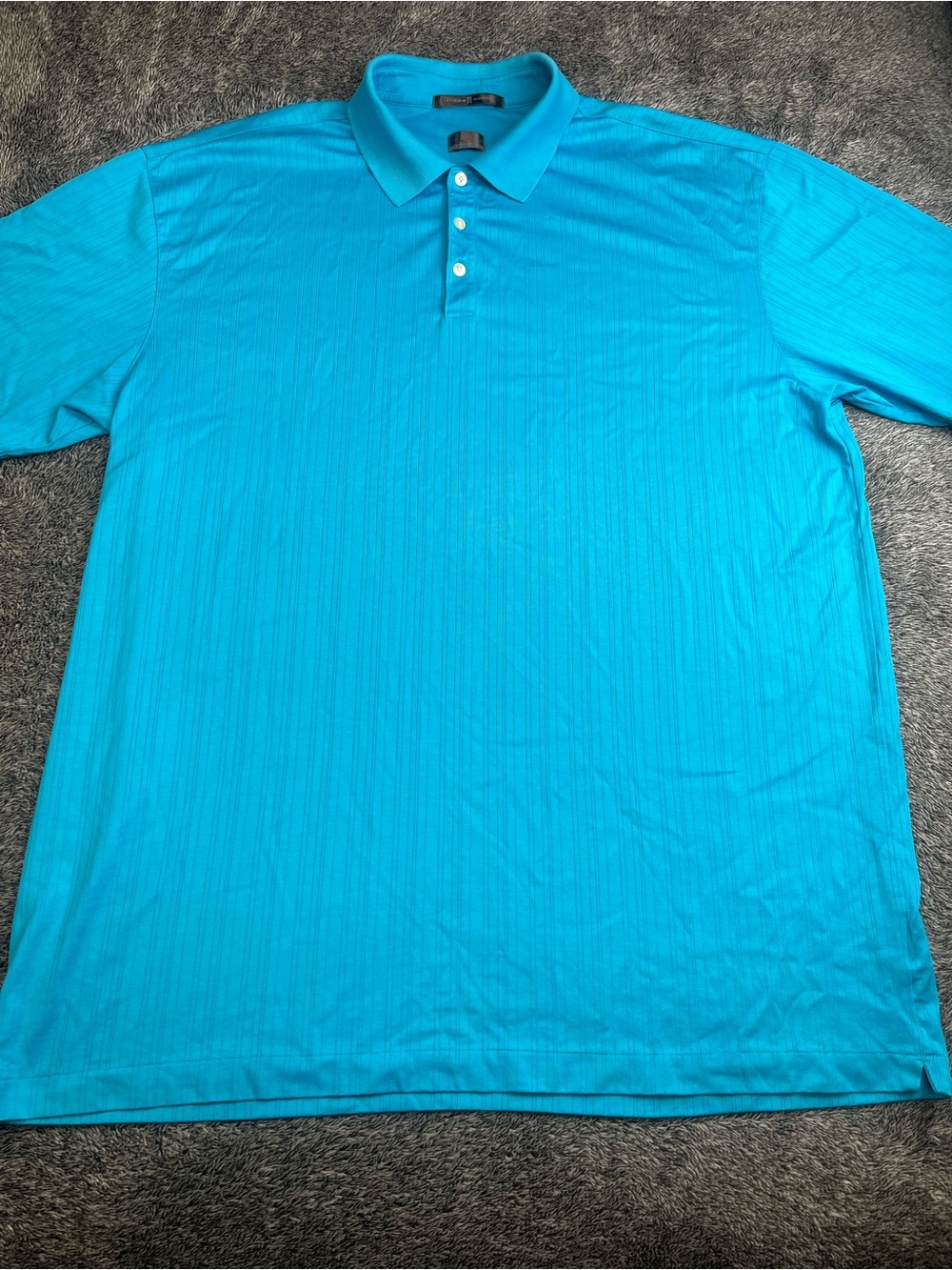 Nike Tiger Woods Blue/Turquoise Ribbed Cotton Blend Golf Polo XXL